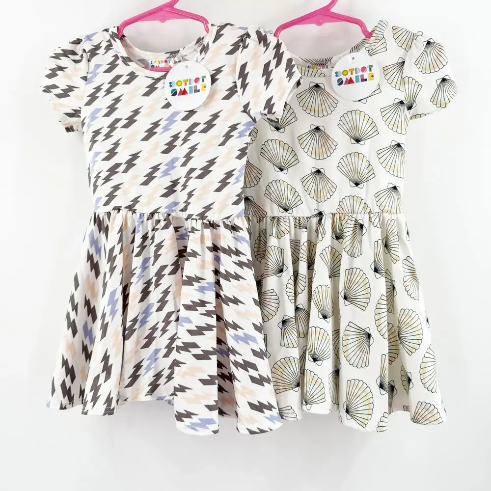 Dot Dot Smile Dress SZ 12/24 Months Bundle Set of 2 NWT Lightening Bolt Seashell
